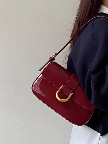 2024 Classic Red Small Shoulder Bag, Elegant Flap Underarm Bag For Women, Daily Use Commuter Bag - NEXTRENDBAHRAIN