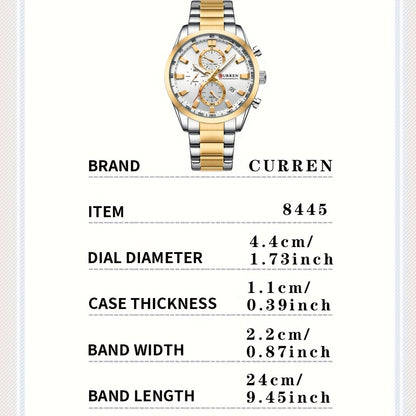 CURREN Business Men's Watch Steel Band Multifunctional Chronograph Wristwatch Waterproof Round Watch, Ideal choice for Gifts - NEXTRENDBAHRAIN