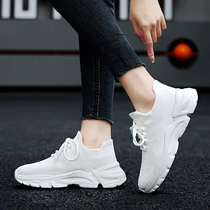 Women's Non-Slip Platform Fashion Sneakers, Mesh Comfortable Breathable Lace Up Casual Shoes, Lightweight Outdoor Wear Resistant Running Shoes - NEXTRENDBAHRAIN