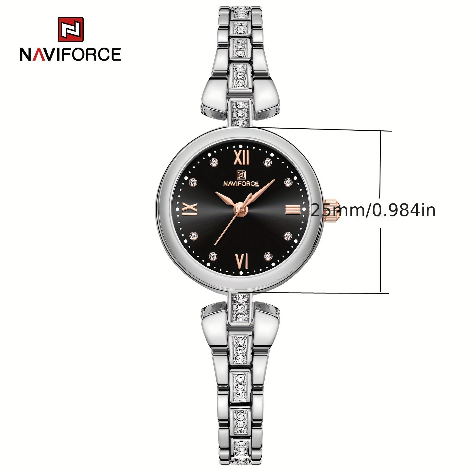 Elegant Naviforce Women's Quartz Watch - Stainless Steel, with Luminous Dial, Fashionable Analog Display - NEXTRENDBAHRAIN