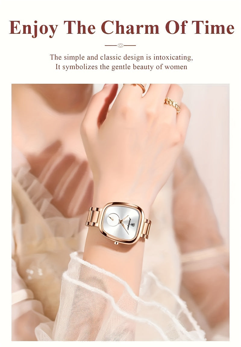 Elegant Square Case Women's Watch - Fashion Luxury Quartz Movement, Digital Display, Stainless Steel Mesh Band, Non-Rechargeable Button Battery, Alloy Case, Chic Casual Timepiece - NEXTRENDBAHRAIN