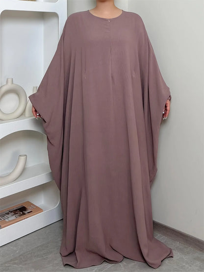 Batwing Sleeve Solid Abayas Dress, Elegant Maxi Length Dress, Women's Clothing NEXTRENDBAHRAIN