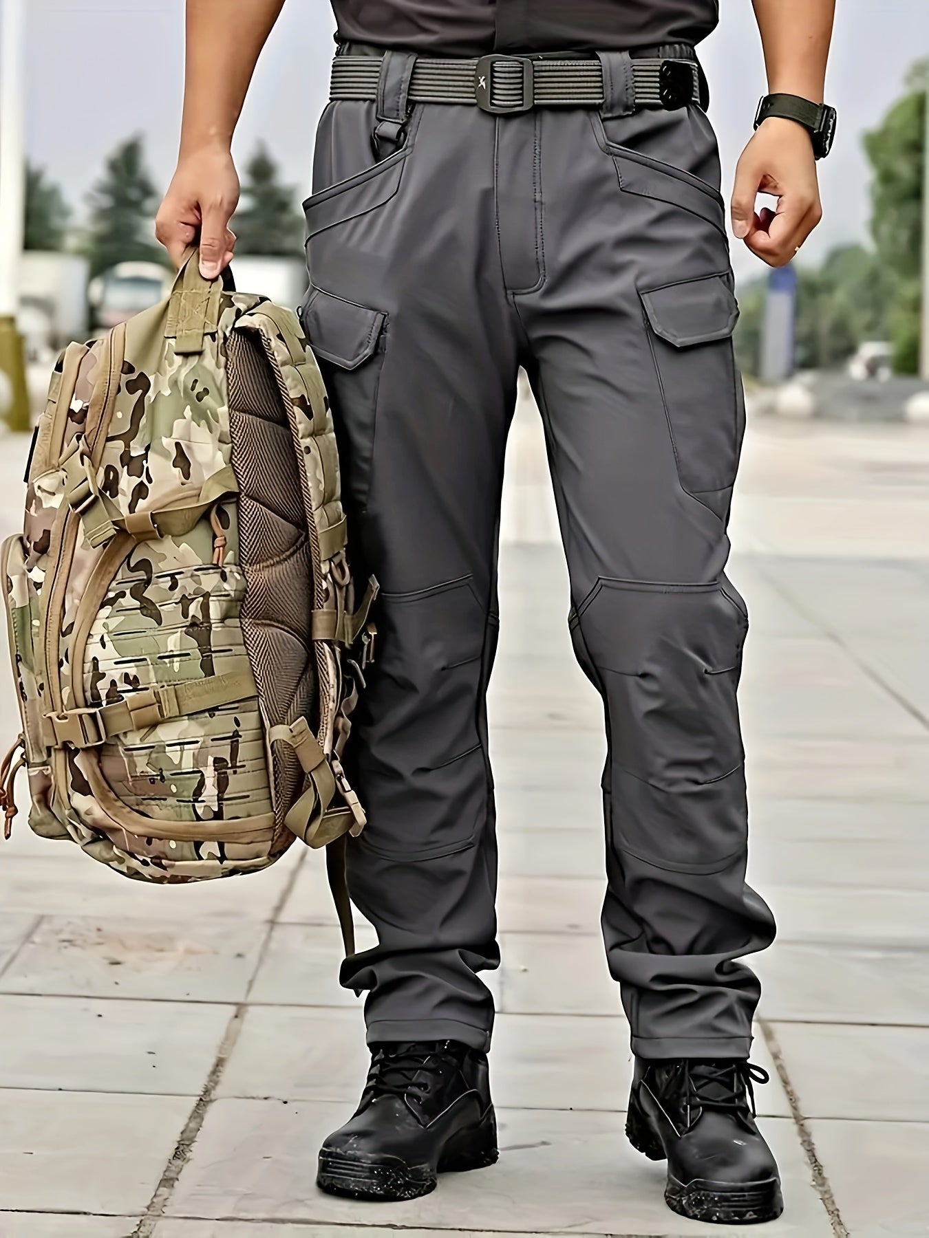 [Top-Rated] Men's Tactical Multi-Pocket Cargo Pants - Durable Polyester & Spandex Blend, Casual Style, Machine Washable NEXTRENDBAHRAIN