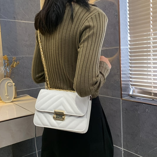 Chic Mini Quilted Crossbody Bag for Women - Fashionable Flap Shoulder Purse with Diamond Pattern, Available in White/Red/Black - NEXTRENDBAHRAIN