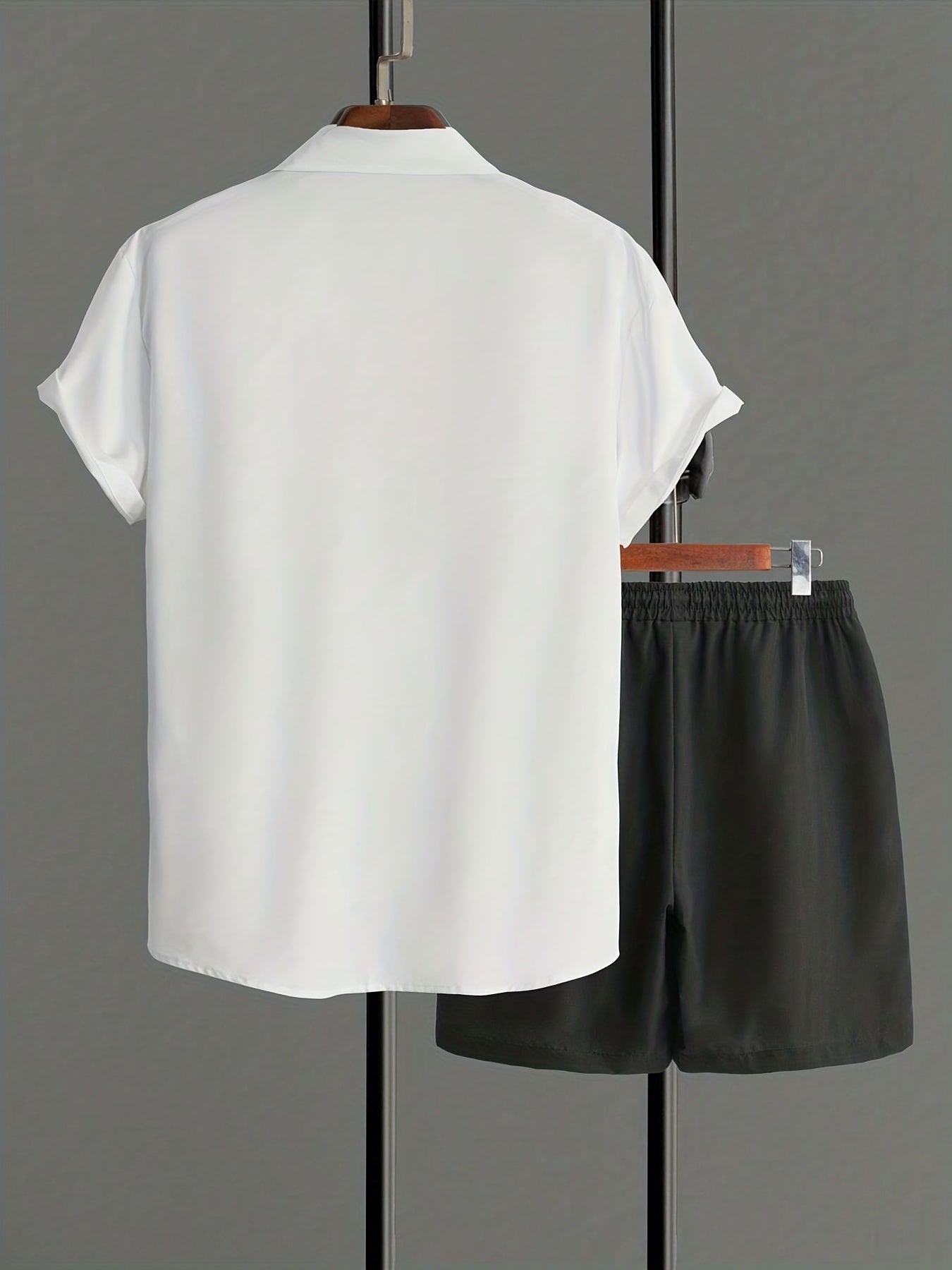 Casual Two-Piece Set, Men's Short Sleeve Shirt & Drawstring Shorts Matching Set For Summer - NEXTRENDBAHRAIN