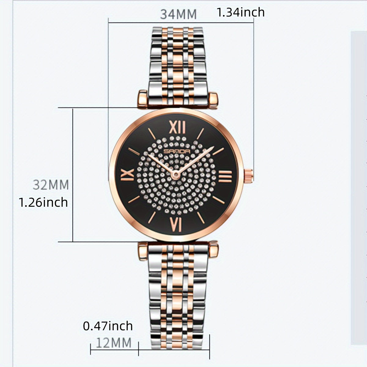 Women's Watch Luxury Rhinestone Quartz Watch Shiny Fashion WR Analog Stainless Steel Wrist Watch - NEXTRENDBAHRAIN