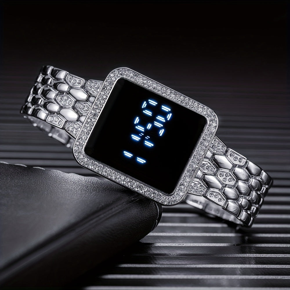 Creative Square Fish Scale Steel Band LED Electronic Student Watch For Teenagers - NEXTRENDBAHRAIN