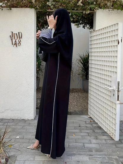 Color Block Long Sleeve Abayas Dress, Elegant Maxi Length Dress, Women's Clothing NEXTRENDBAHRAIN