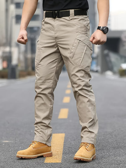 2pcs Men's Tactical Cargo Pants - Water-Resistant, Durable Polyester with Multi-Pocket Design for Outdoor Activities, Perfect for Spring & Fall NEXTRENDBAHRAIN