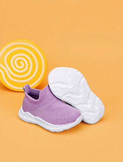 Casual Solid Color Slip On Woven Shoes For Baby Boys, Breathable Lightweight Sneakers For Walking Running, All Seasons - NEXTRENDBAHRAIN