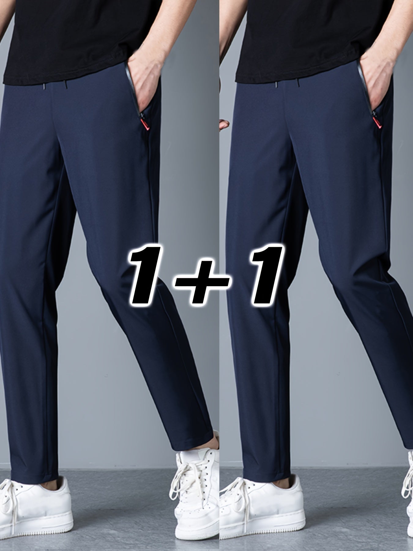 2 Pcs Men's Solid Pants With Pockets, Casual Drawstring Trousers For Summer Outdoor Activities Gift - NEXTRENDBAHRAIN