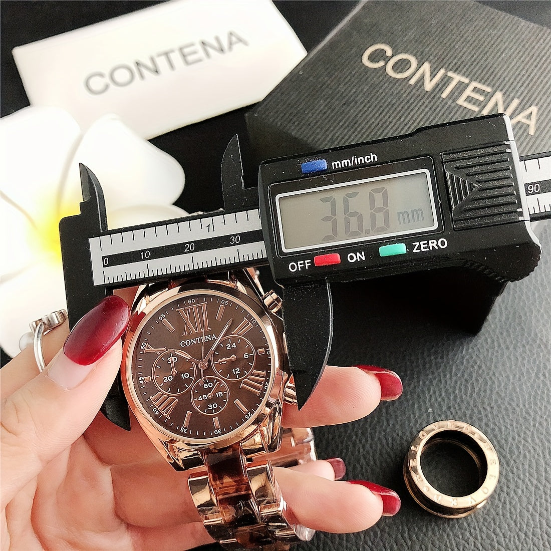 1pc Matching Contena Luxury Rose Golden Quartz Watches, Women's Fashion Wristwatch Set With Roman Numerals, Elegant Female Timepieces For Daily Life And Travel (Watch Only) - NEXTRENDBAHRAIN