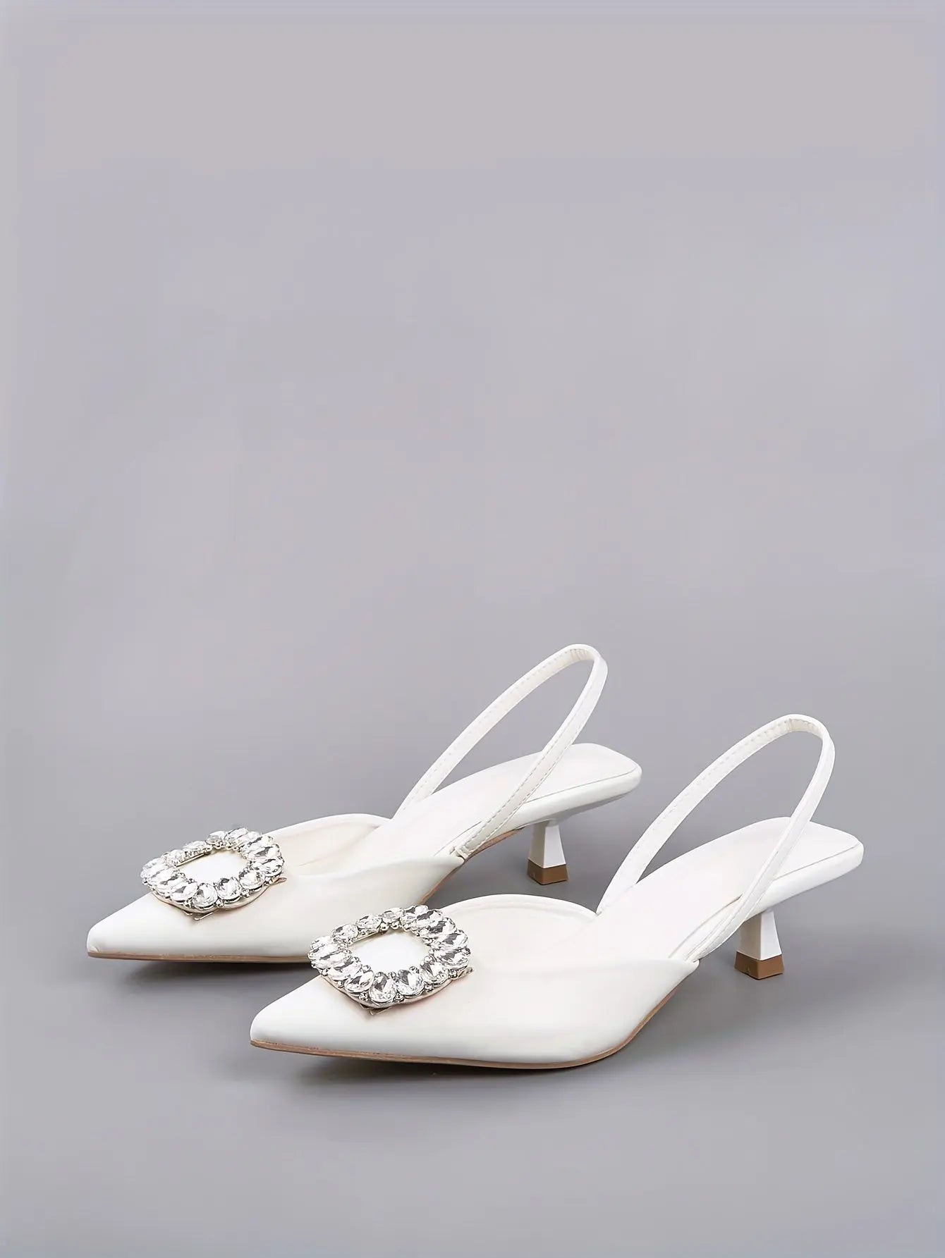 Women's Rhinestone Buckle Decor Stiletto Heels, Fashion Point Toe Dress Pumps, Stylish Ankles Trap Slingback Heels - NEXTRENDBAHRAIN