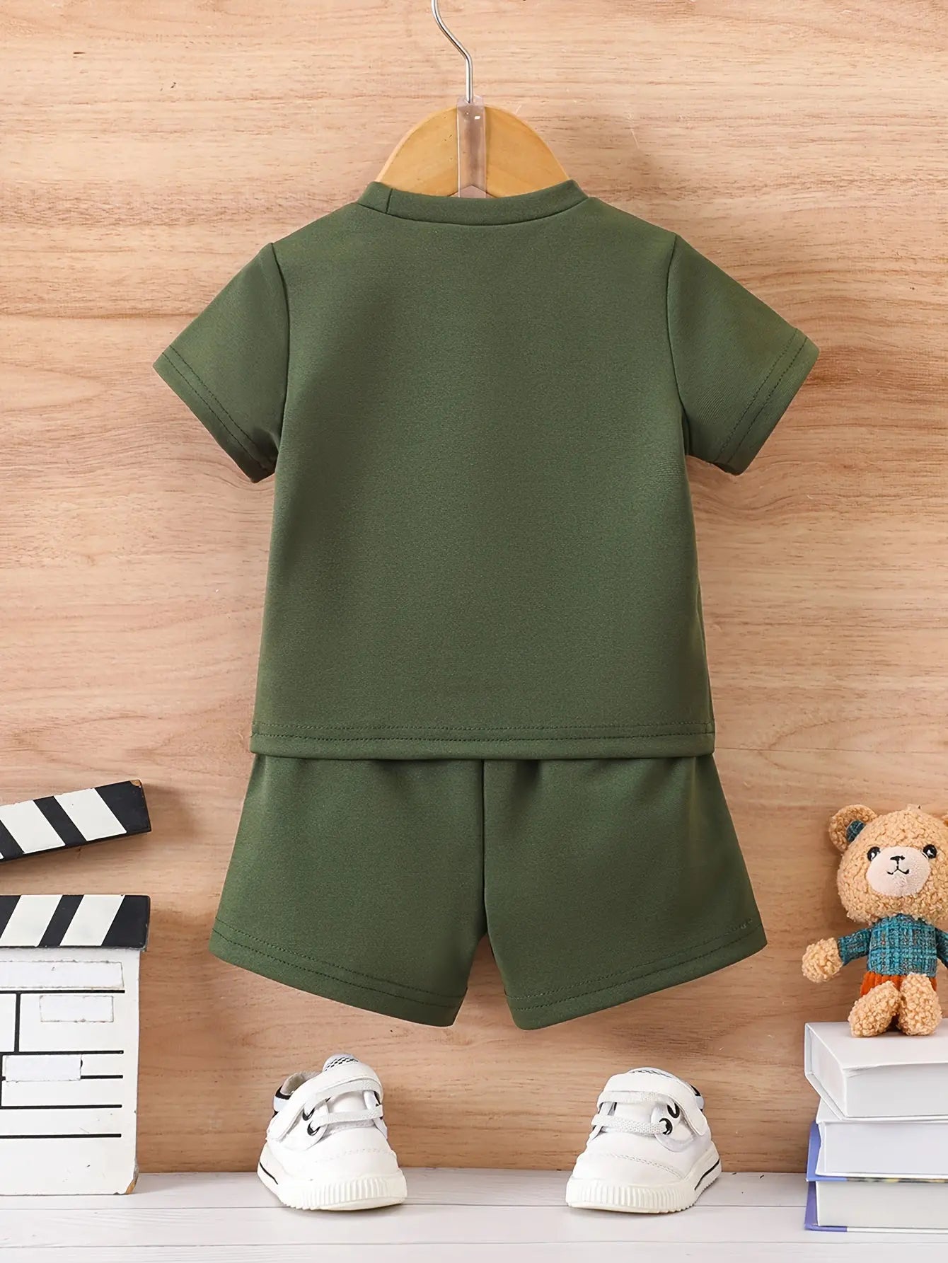 Baby's Trendy Patchwork 2pcs Summer Casual Outfit, T-shirt & Shorts Set, Toddler & Infant Boy's Clothes - NEXTRENDBAHRAIN