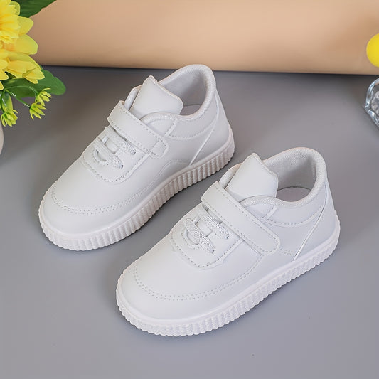 Kids' Fashionable Solid Color Sneakers - Casual Low-Top Shoes For Boys & Girls, Hook-and-loop Fastener Closure, Rubber Sole - NEXTRENDBAHRAIN