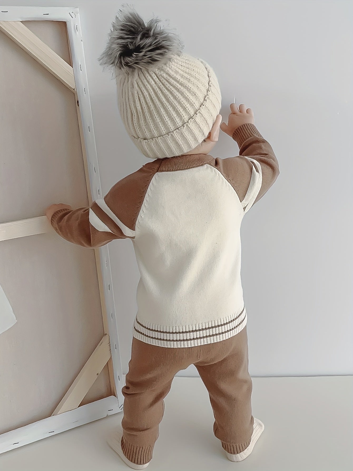 2pcs Baby's Color Clash Raglan Sleeve Sweater & Casual Knitted Pants, Toddler & Infant Boy's Clothing Set For Winter Fall NEXTRENDBAHRAIN