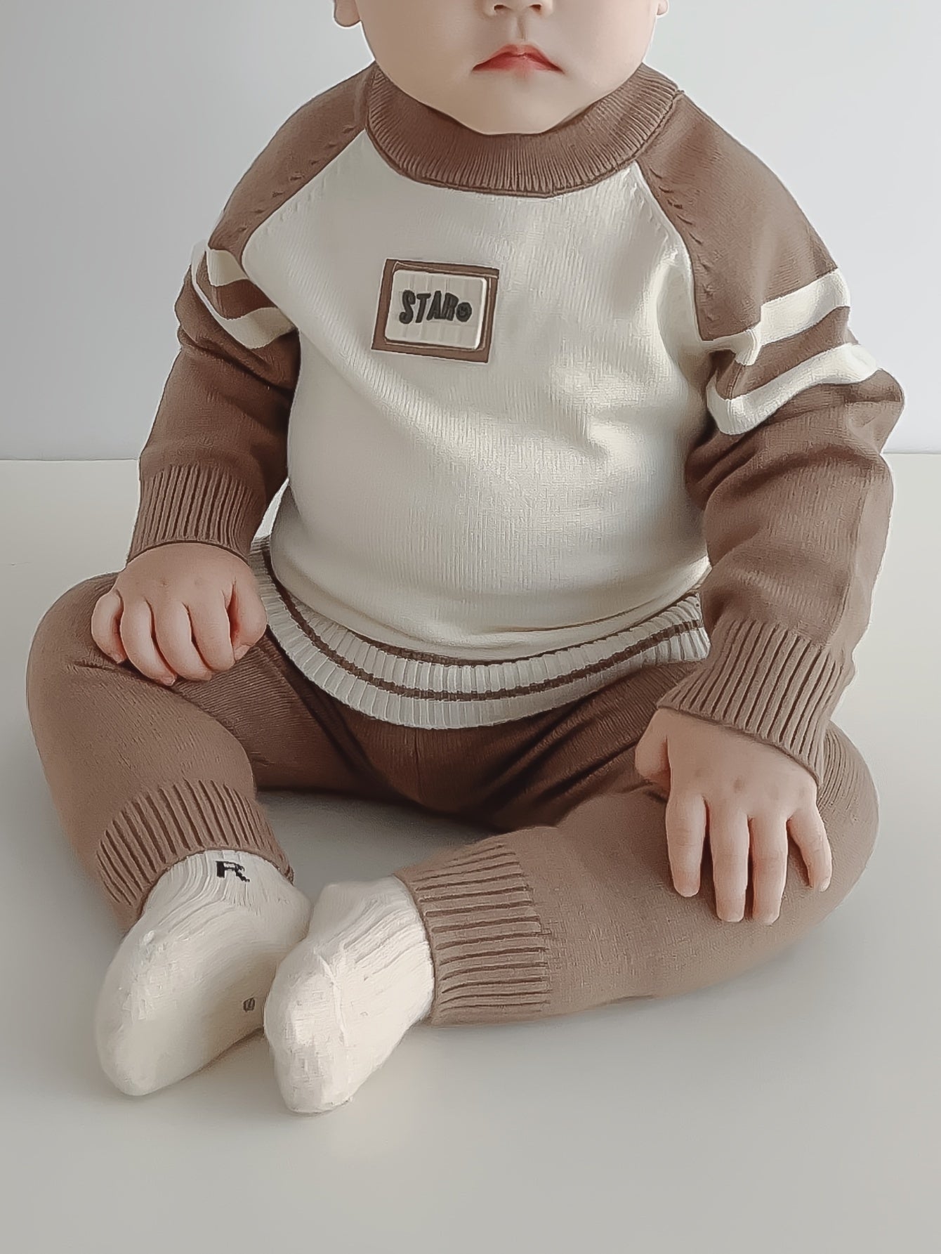 2pcs Baby's Color Clash Raglan Sleeve Sweater & Casual Knitted Pants, Toddler & Infant Boy's Clothing Set For Winter Fall NEXTRENDBAHRAIN