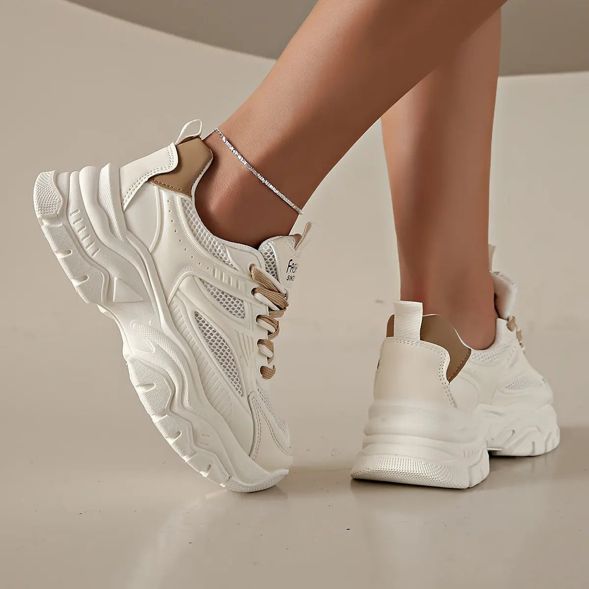 Womens Lightweight Mesh Platform Sneakers - Air-Flowing & Comfortable, Casual Lace-Up Design for Outdoor Adventures - Stylish Sport Shoes for Daily Wear - NEXTRENDBAHRAIN