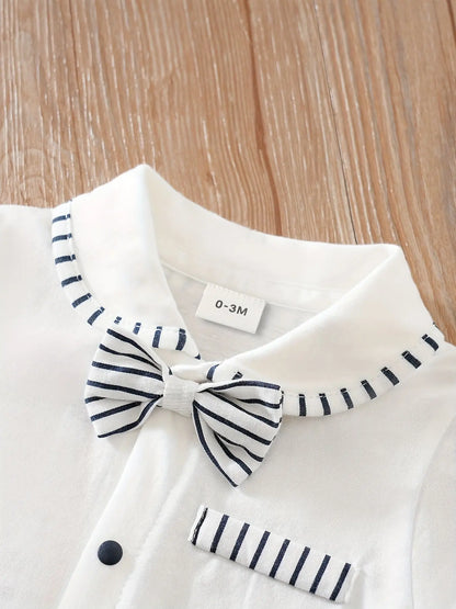 Baby Boys Casual Striped Short Sleeve Lapel Collar Romper Clothes - NEXTRENDBAHRAIN