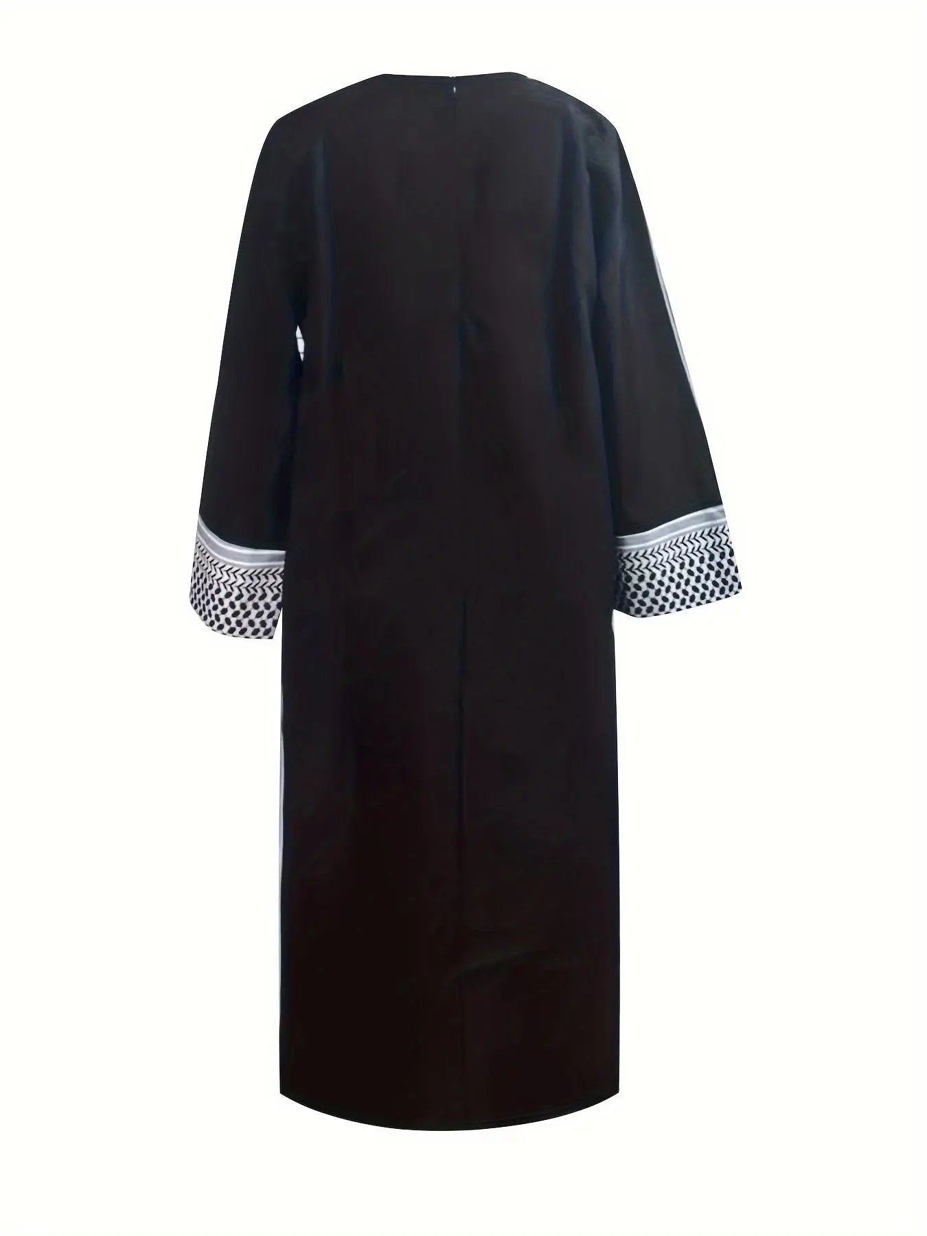 Color Block Long Sleeve Abayas Dress, Elegant Maxi Length Dress, Women's Clothing NEXTRENDBAHRAIN