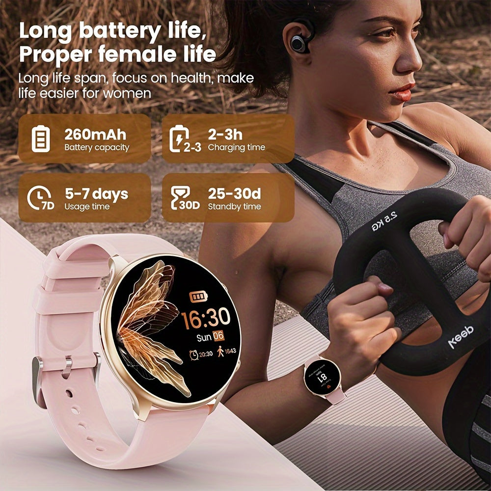 Women's Wireless Calling Smart Watch, 3.53cm Round Smart Watch With 100+ Sports Modes, Female Functionality, Sleep Monitoring, Waterproof Watch For Android And IPhone - NEXTRENDBAHRAIN