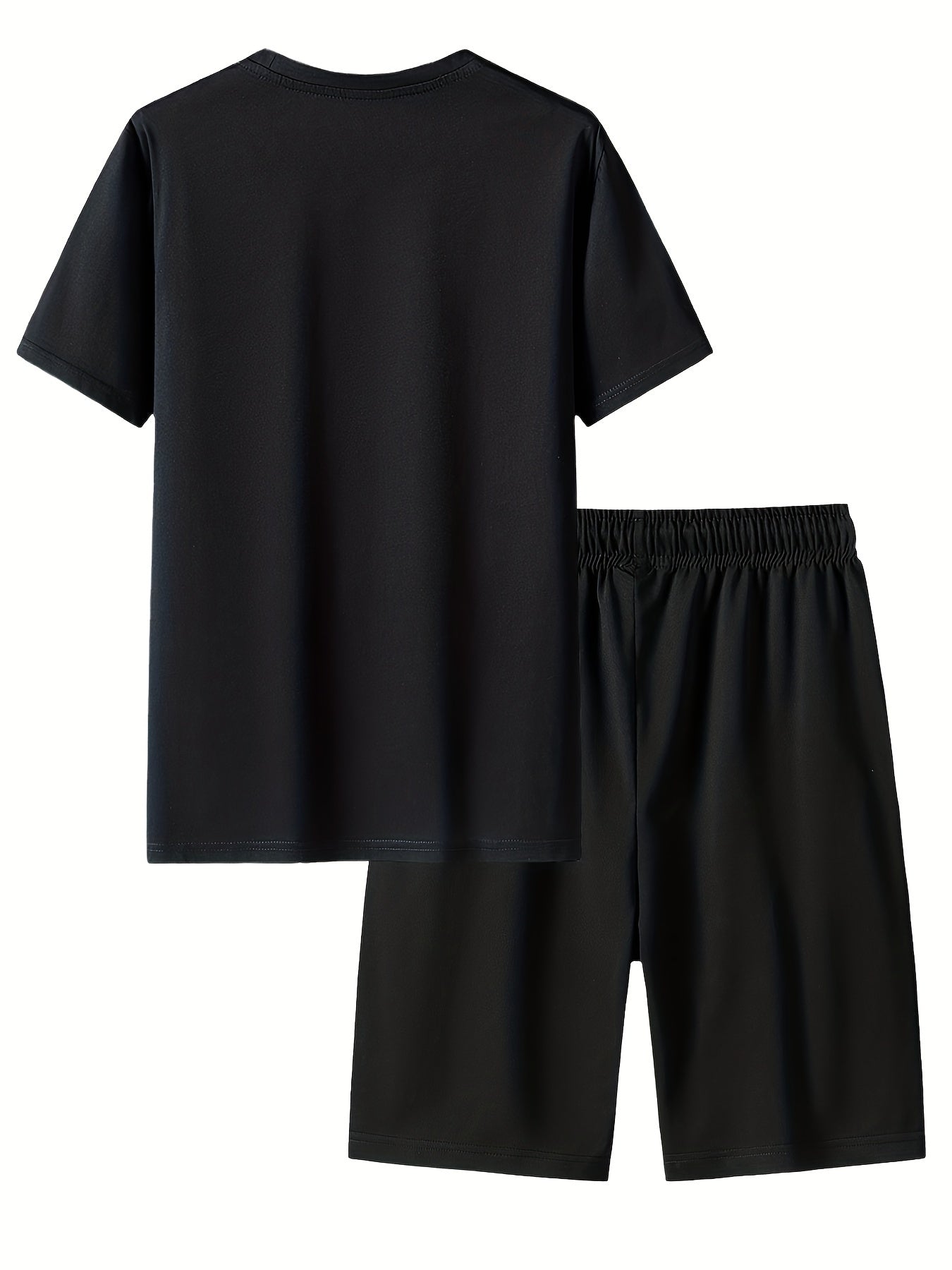 2-piece Set, Men's Casual Crew Neck Comfortable Sports T-shirt And Drawstring Shorts For Summer co ord set - NEXTRENDBAHRAIN