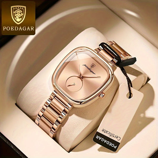 Elegant Square Case Women's Watch - Fashion Luxury Quartz Movement, Digital Display, Stainless Steel Mesh Band, Non-Rechargeable Button Battery, Alloy Case, Chic Casual Timepiece - NEXTRENDBAHRAIN