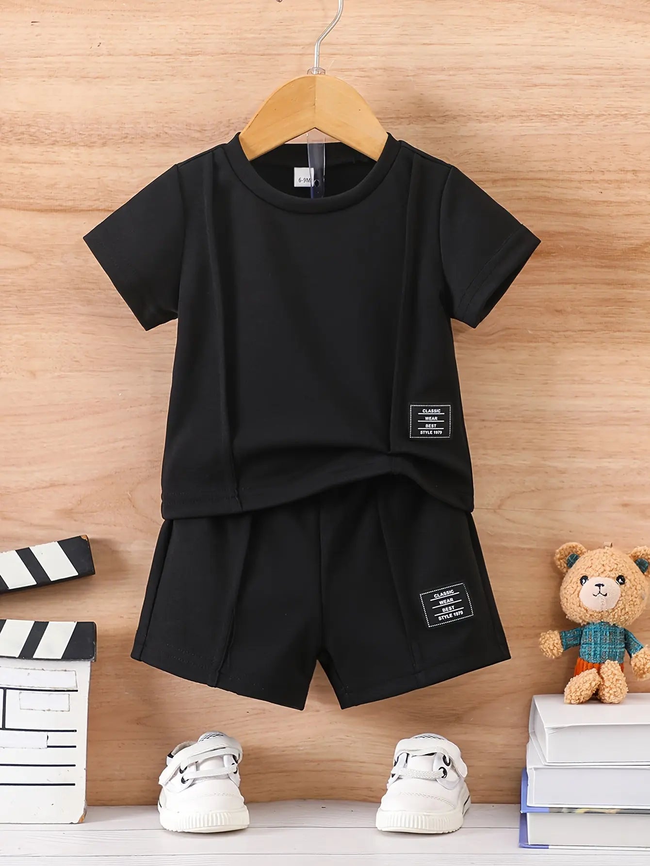 Baby's Trendy Patchwork 2pcs Summer Casual Outfit, T-shirt & Shorts Set, Toddler & Infant Boy's Clothes - NEXTRENDBAHRAIN