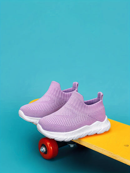 Casual Solid Color Slip On Woven Shoes For Baby Boys, Breathable Lightweight Sneakers For Walking Running, All Seasons - NEXTRENDBAHRAIN