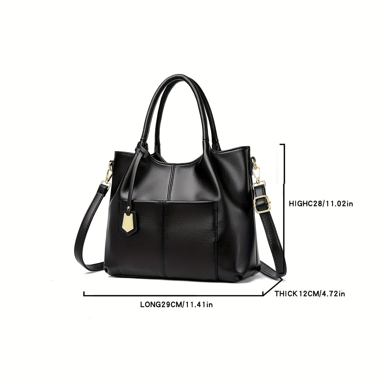 Chic Large Capacity Women's Tote Bag - Adjustable Strap, Zip Closure, Polyester Lined, Faux Leather - NEXTRENDBAHRAIN