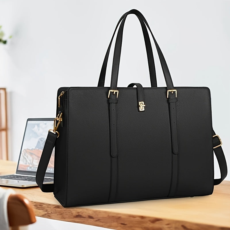 1pc Waterproof 15.6-Inch Laptop Storage Crossbody Bag, PU Leather Briefcase, Large Capacity Fashion Business Handbag - NEXTRENDBAHRAIN