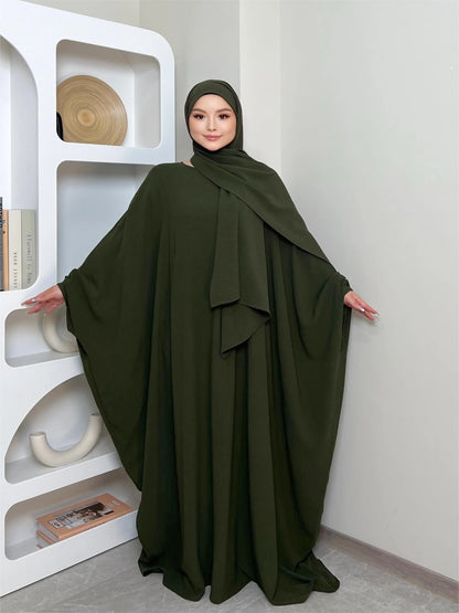 Batwing Sleeve Solid Abayas Dress, Elegant Maxi Length Dress, Women's Clothing NEXTRENDBAHRAIN