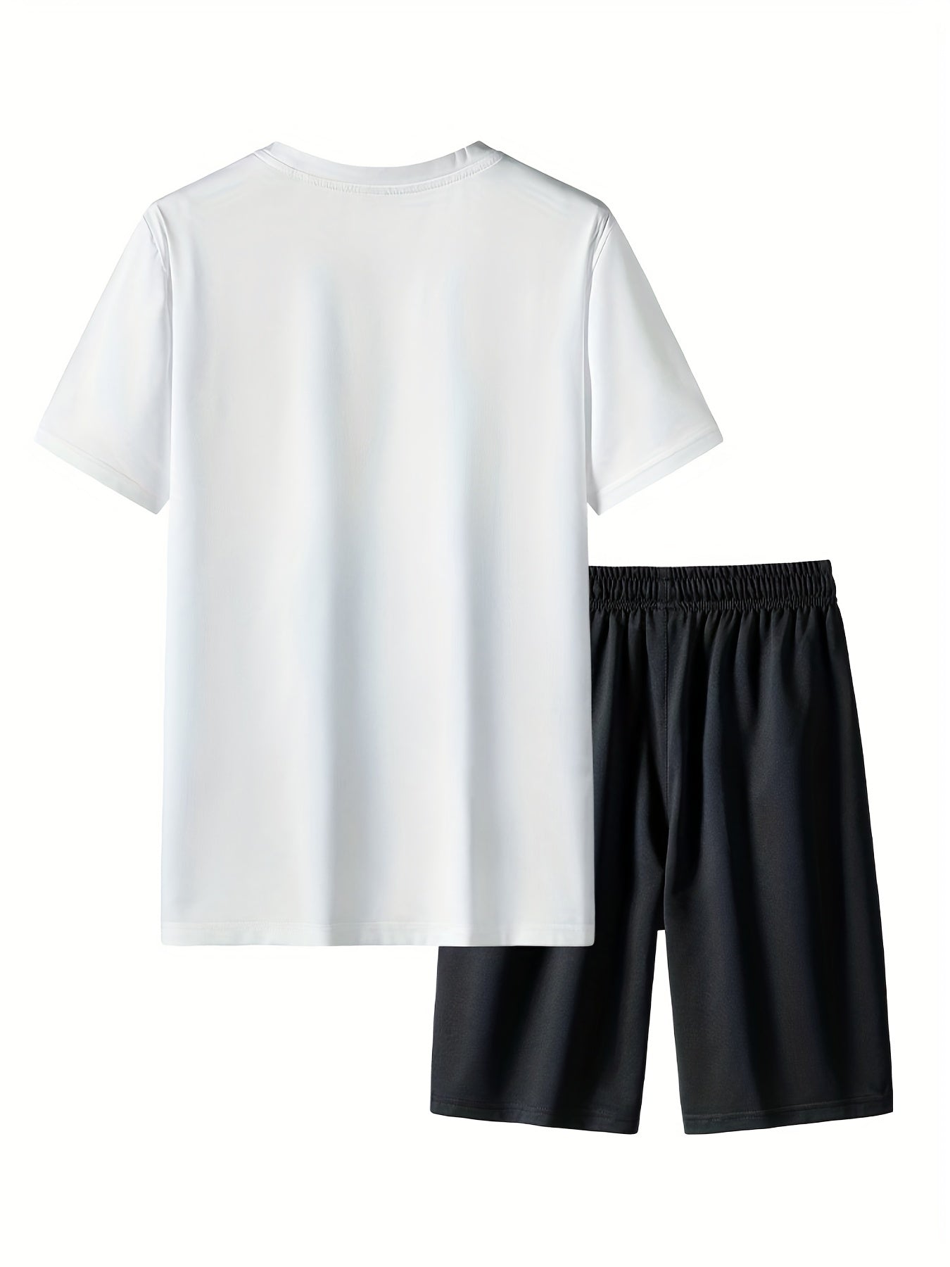 2-piece Set, Men's Casual Crew Neck Comfortable Sports T-shirt And Drawstring Shorts For Summer co ord set - NEXTRENDBAHRAIN