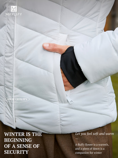 Autumn And Winter Hooded Padded Jacket, Slim Waist Coat Women's Clothing Warm Windproof Jacket NEXTRENDBAHRAIN