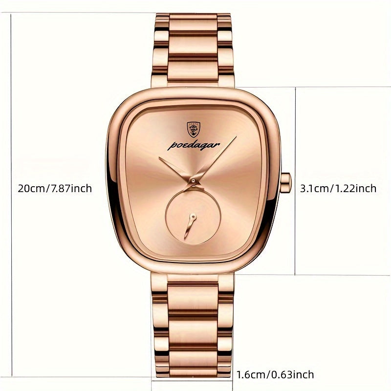 Fashion Square Stainless Steel Wrist Watch for Women, Elegant Quartz Movement, Casual Luxurious Style with Pointer Display and Alloy Case, Electronic Drive - Non-rechargeable Button Battery Included - NEXTRENDBAHRAIN