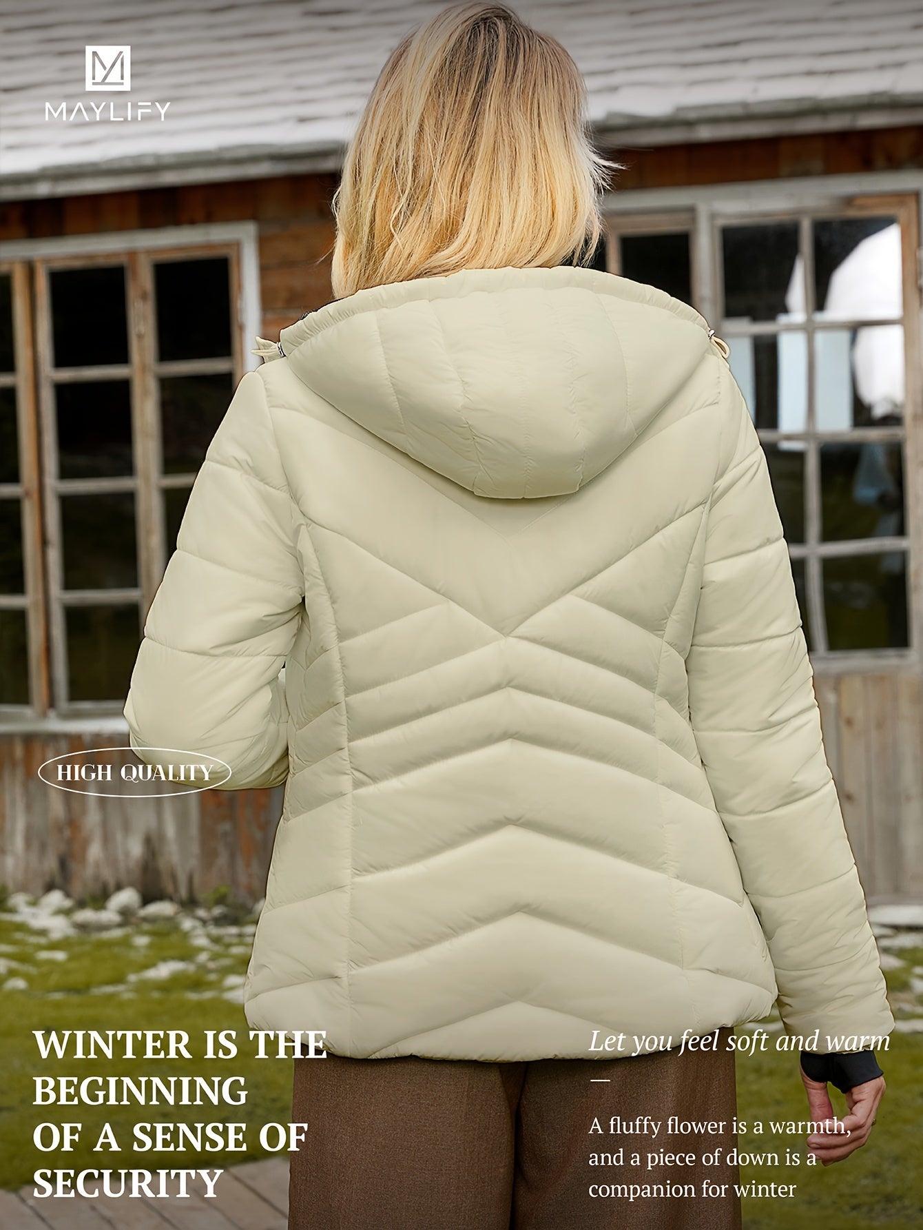 Autumn And Winter Hooded Padded Jacket, Slim Waist Coat Women's Clothing Warm Windproof Jacket NEXTRENDBAHRAIN