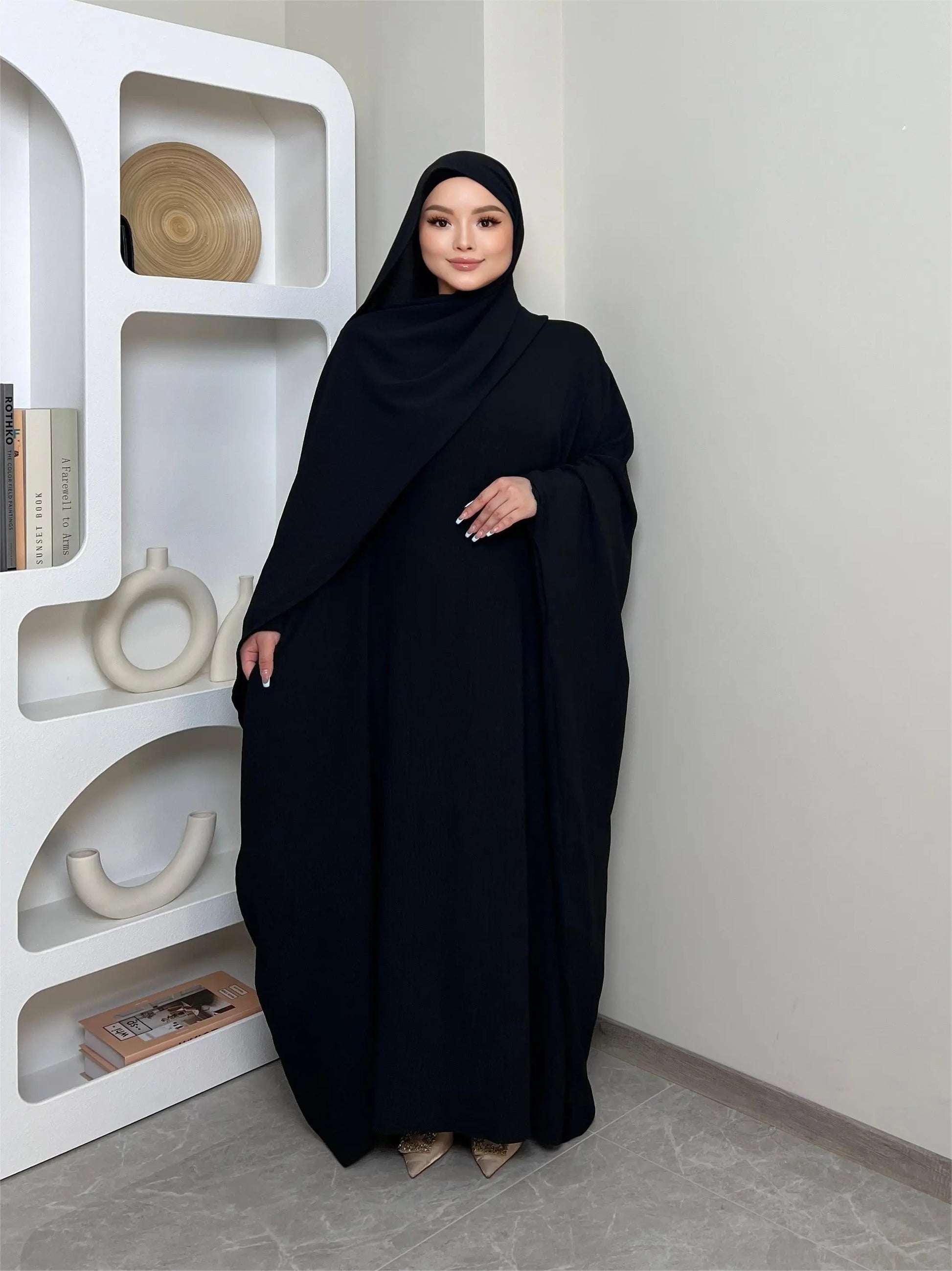 Batwing Sleeve Solid Abayas Dress, Elegant Maxi Length Dress, Women's Clothing NEXTRENDBAHRAIN