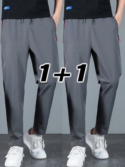 2 Pcs Men's Solid Pants With Pockets, Casual Drawstring Trousers For Summer Outdoor Activities Gift - NEXTRENDBAHRAIN